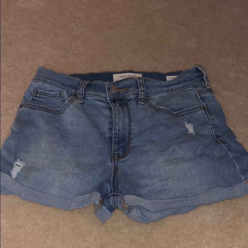 pacsun slightly distressed jean shorts